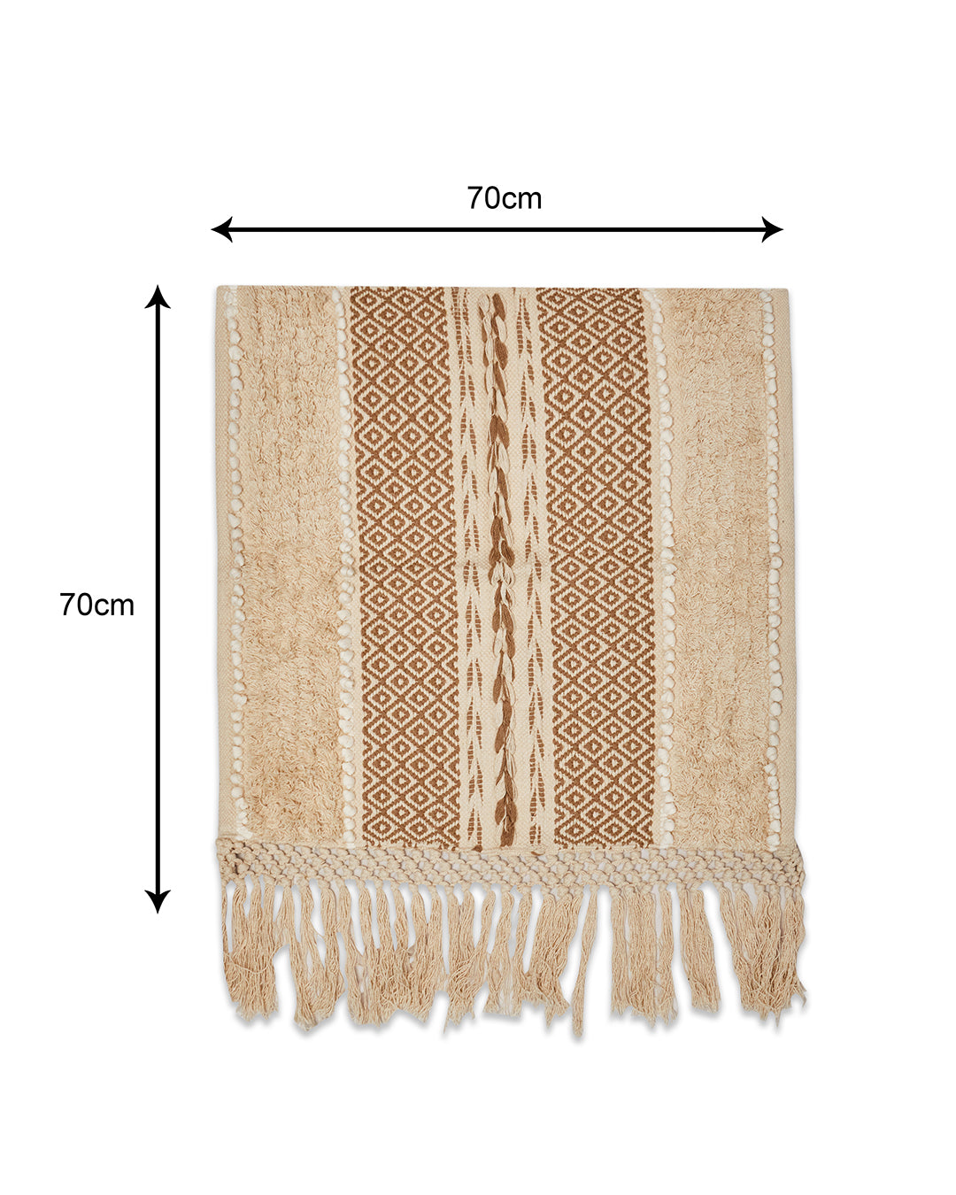 Braided Beige 1 seater sofa cover with tassles