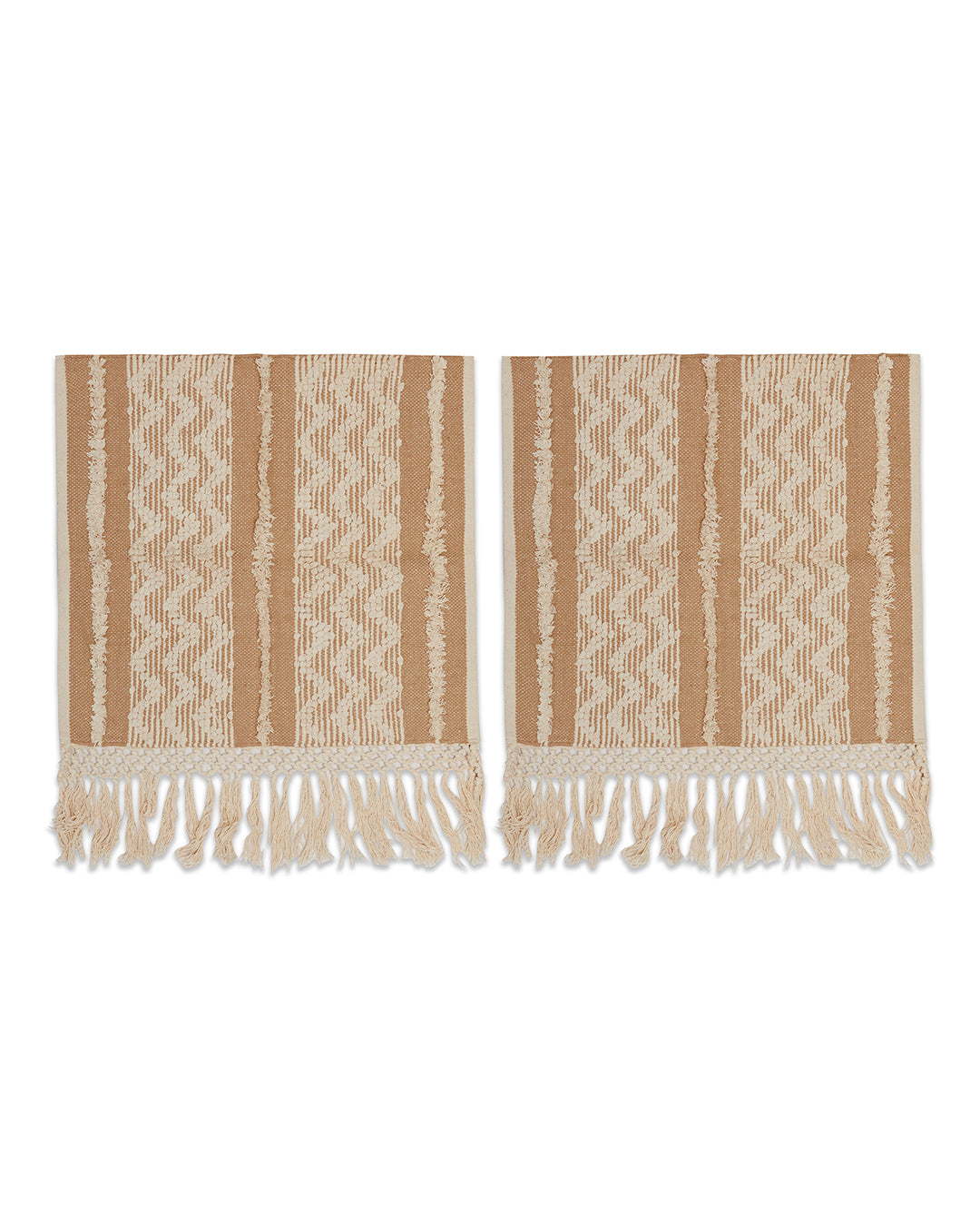 Tassled brown woven 1 seater sofa cover with tassles