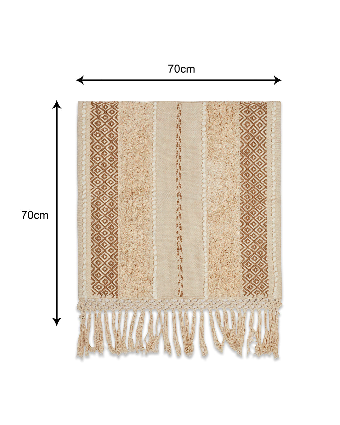 Hand crafted Beige 1 seater sofa cover with tassles