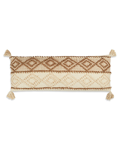 Beige & brown knots 14 x 36 Cushion cover with tassle