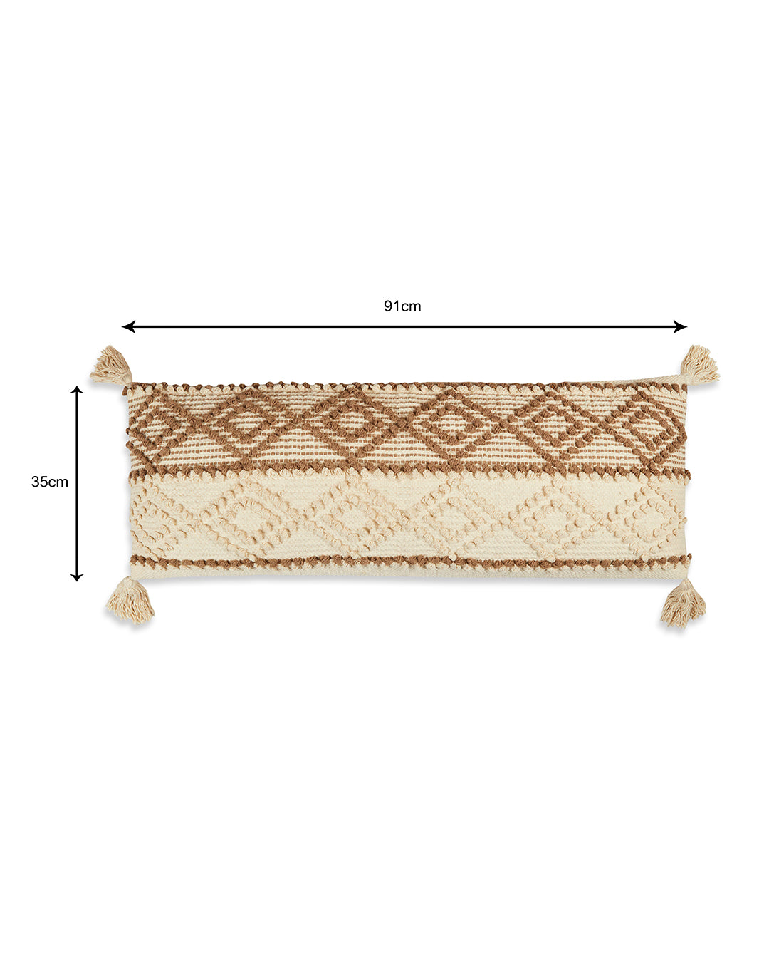 Beige & brown knots 14 x 36 Cushion cover with tassle