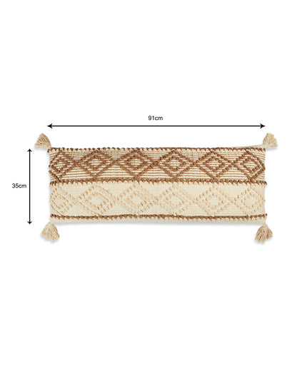 Beige & brown knots 14 x 36 Cushion cover with tassle