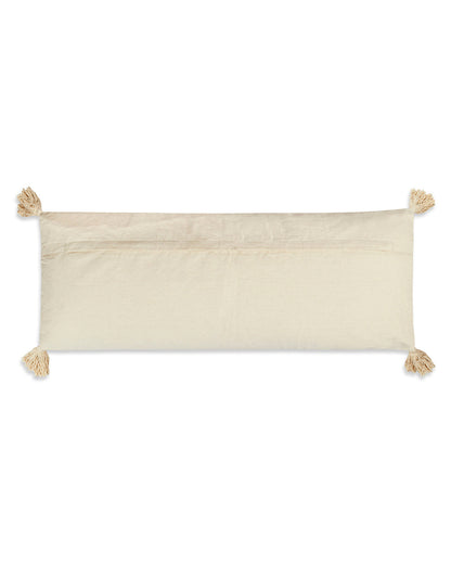 Beige & brown knots 14 x 36 Cushion cover with tassle