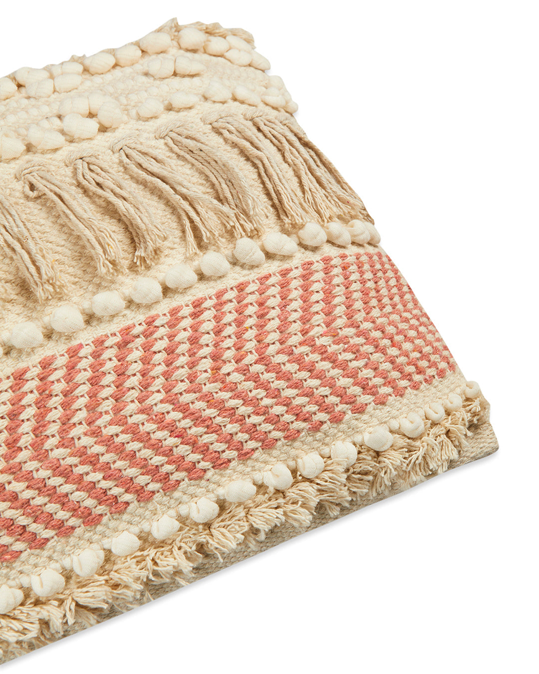 Pink fringes 14 x 36 Beige Cushion cover with tassle