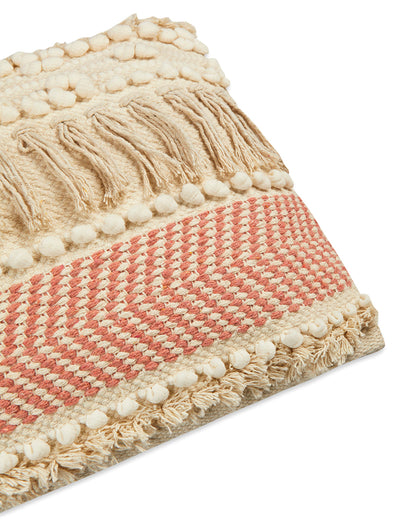 Pink fringes 14 x 36 Beige Cushion cover with tassle