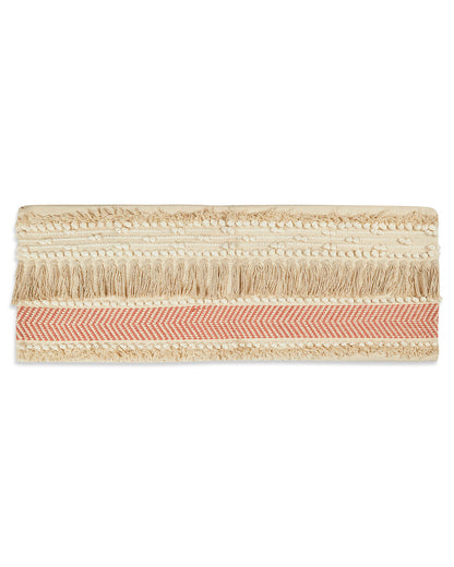 Pink fringes 14 x 36 Beige Cushion cover with tassle