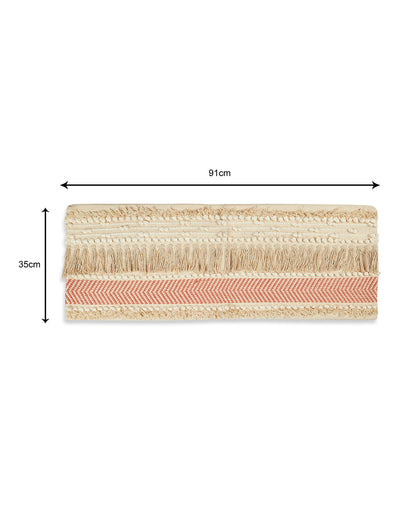 Pink fringes 14 x 36 Beige Cushion cover with tassle