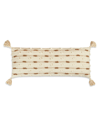 Fab boho 14 x 36 Beige Cushion cover with tassle
