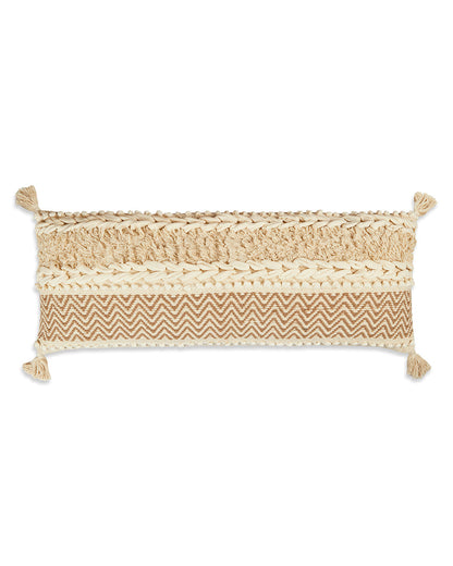 Beige fringes 14 x 36 Cushion cover with tassle