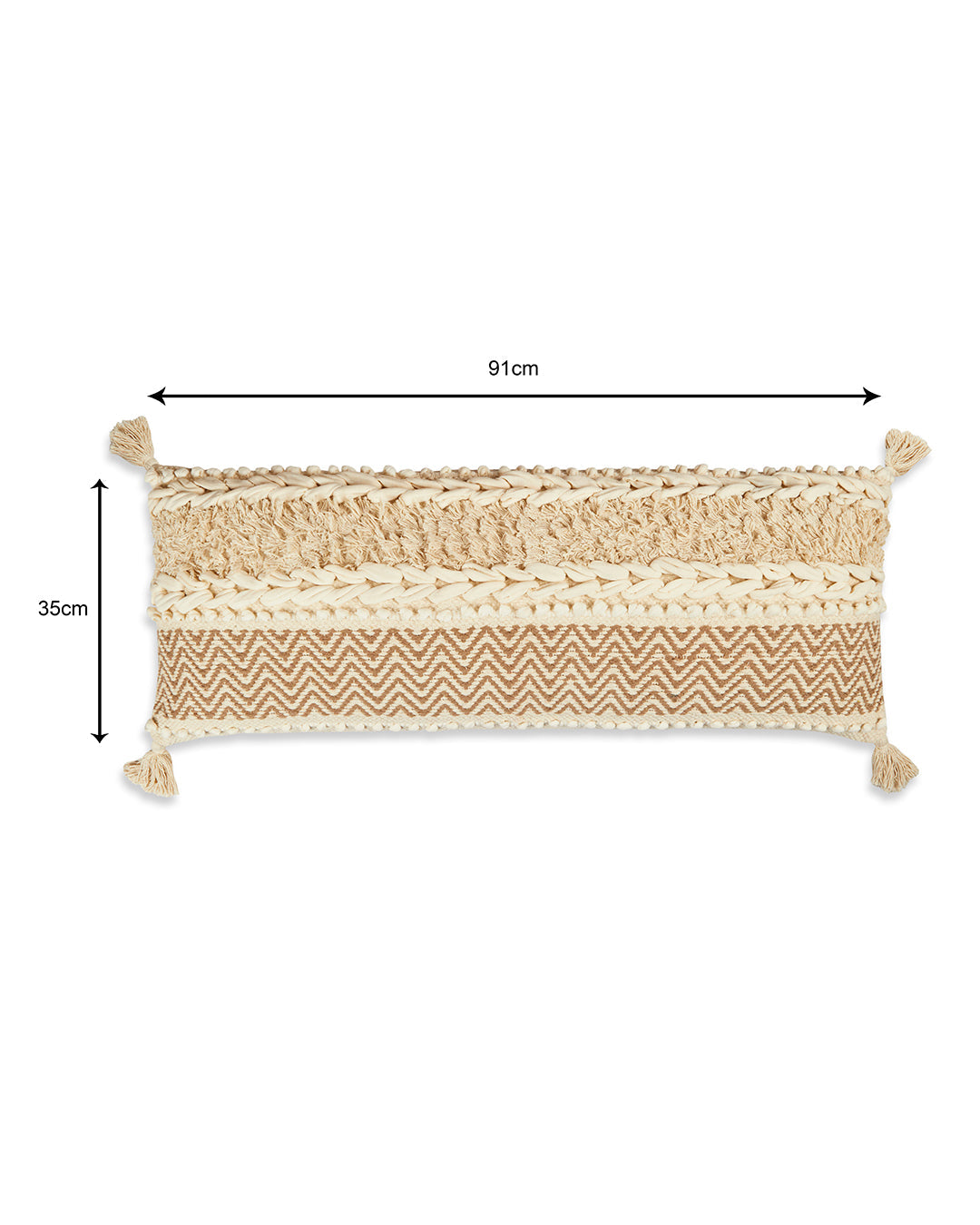 Beige fringes 14 x 36 Cushion cover with tassle