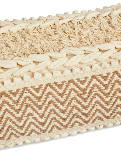 Beige fringes 14 x 36 Cushion cover with tassle