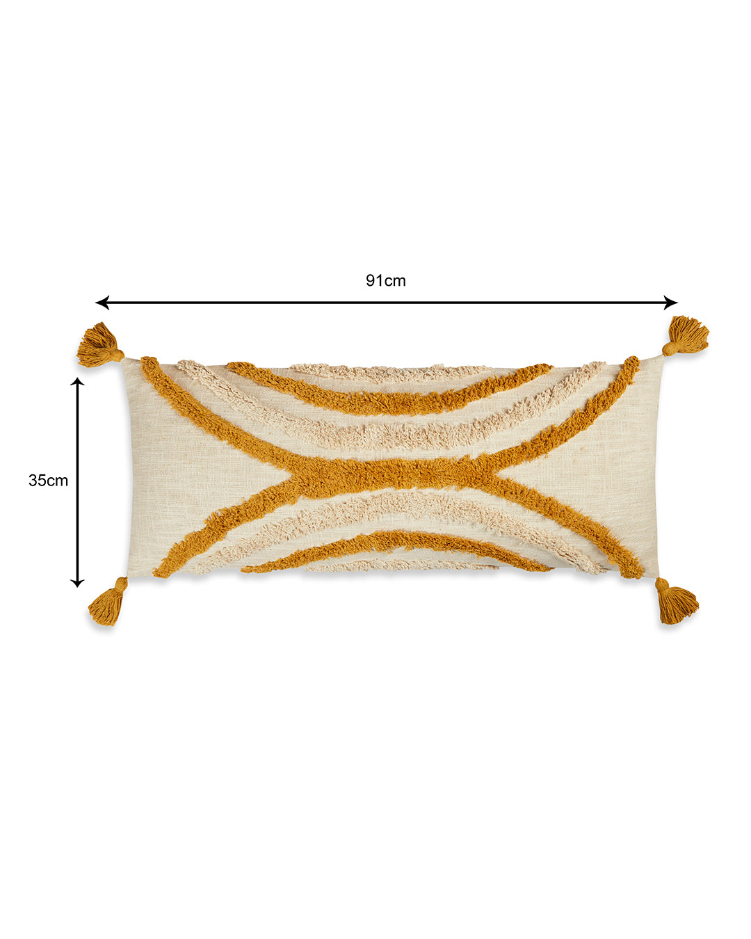 Diamond fringes 14 x 36 Beige Cushion cover with tassle