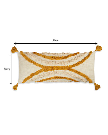 Diamond fringes 14 x 36 Beige Cushion cover with tassle