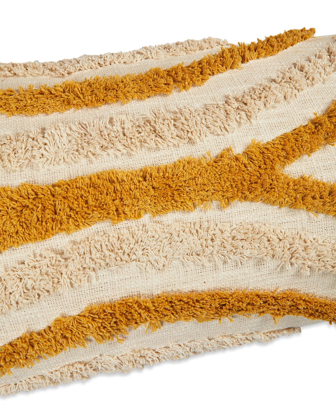 Yellow curves 14 x 36 Beige Cushion cover with tassle