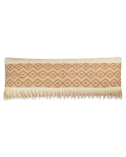 Diamond fringes 14 x 36 Beige Cushion cover with tassle