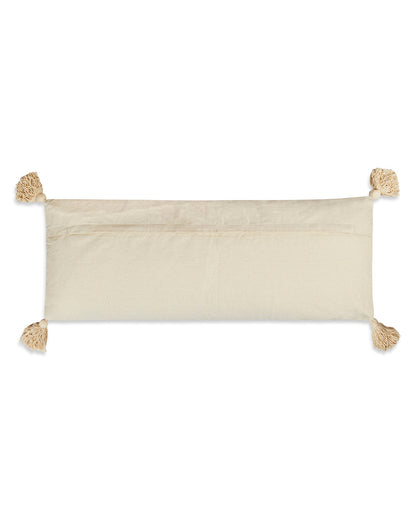 Beige brown zigzag 14 x 36 Cushion cover with tassle