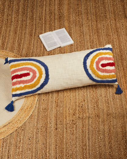 Double Rainbow 14 x 36 Beige Cushion cover with tassle