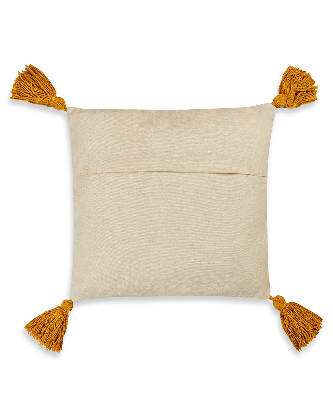 Textured handloom Sunflower 12 x 12 Beige Cushion cover with tassle - Set of 2