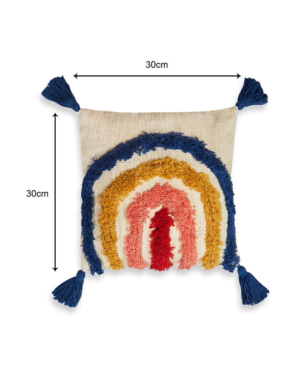 Cute Rainbow 12 x 12 Beige Cushion cover with tassle - Set of 2