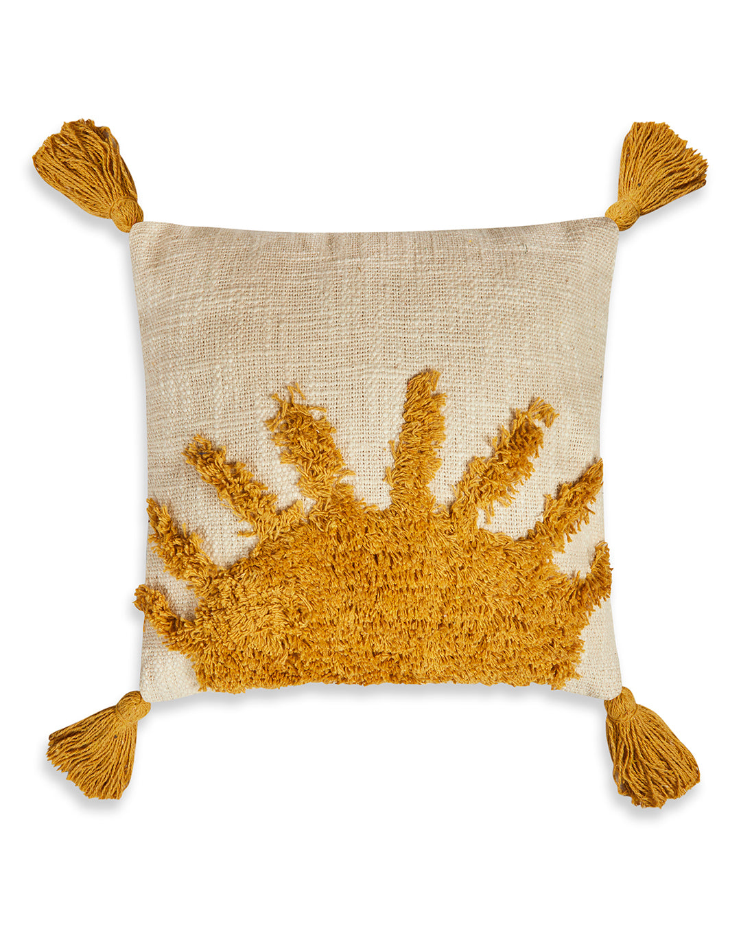 Lovely Rising Sun 12 x 12 Beige Cushion cover with tassle - Set of 2
