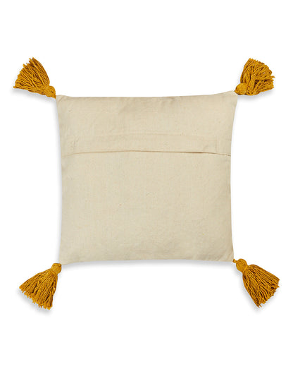 Lovely Rising Sun 12 x 12 Beige Cushion cover with tassle - Set of 2