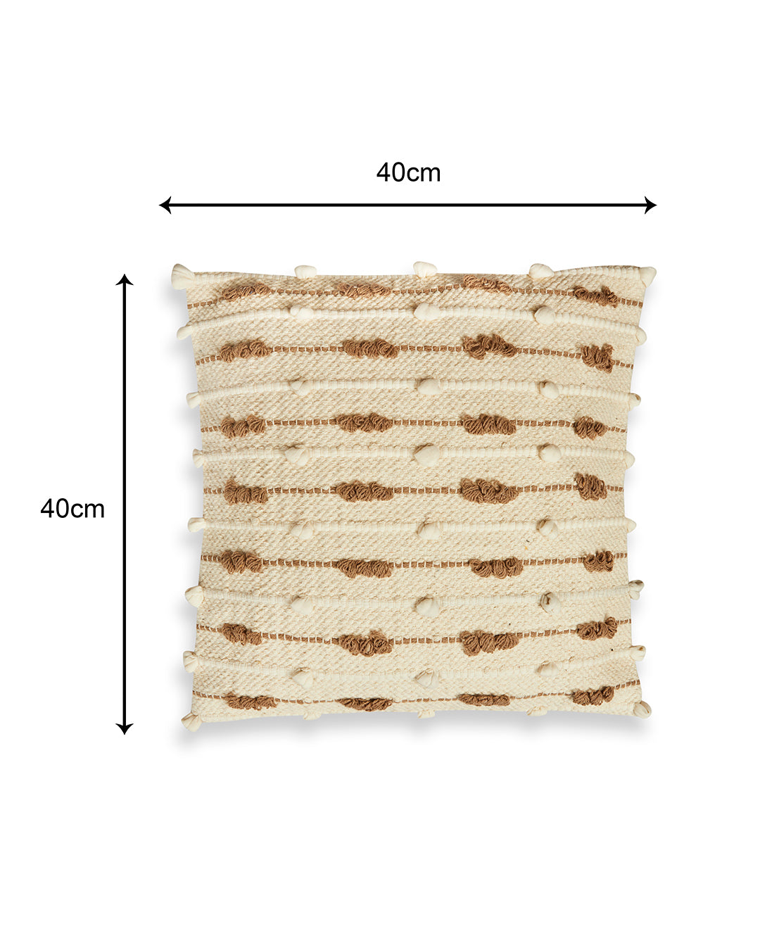 Beige & brown 16 x 16 Cushion cover with tassle - Set of 2