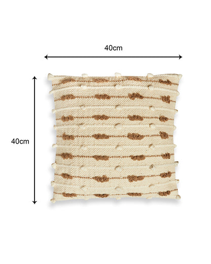 Beige & brown 16 x 16 Cushion cover with tassle - Set of 2
