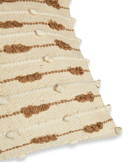 Beige & brown 16 x 16 Cushion cover with tassle - Set of 2