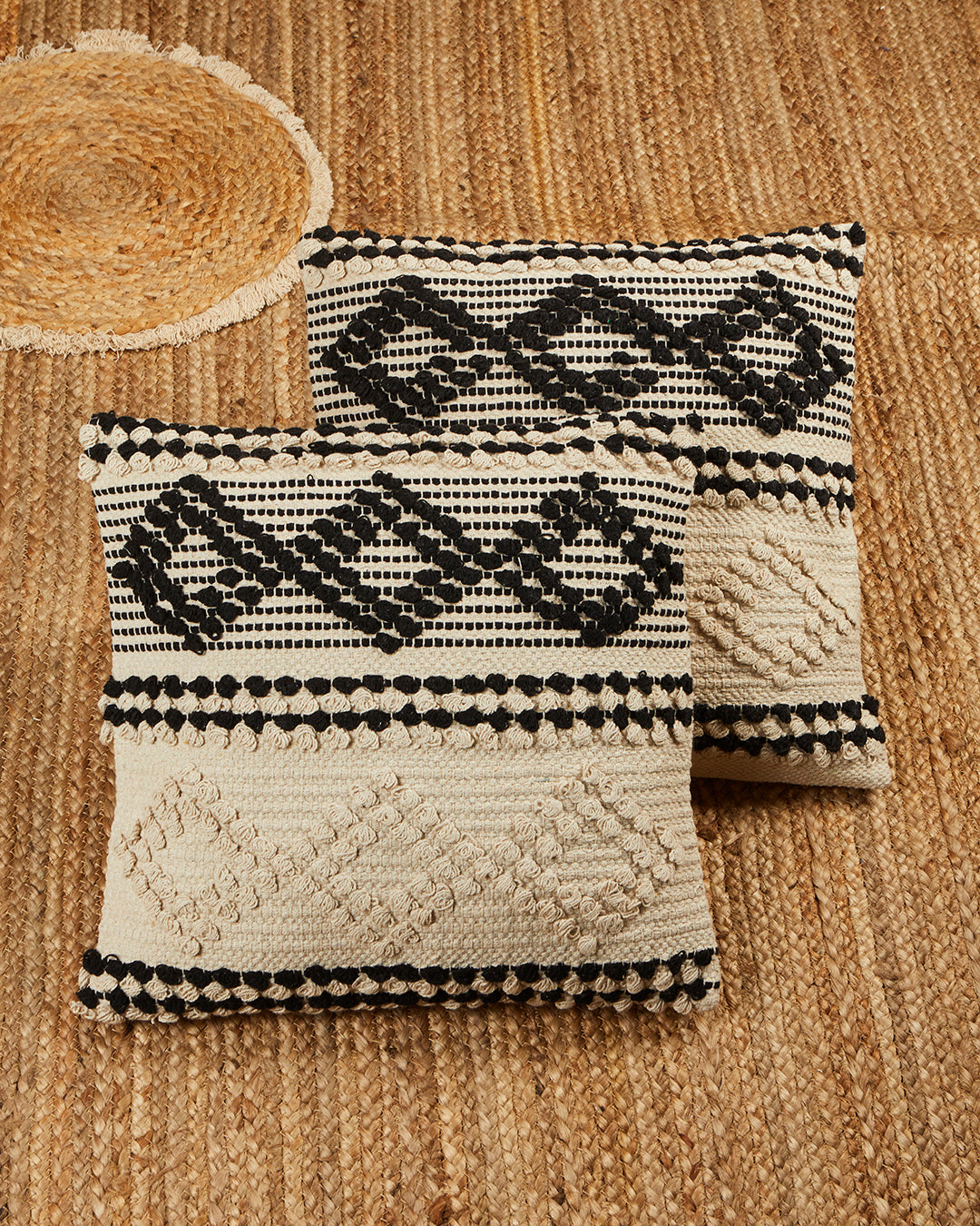 Beige & black 16 x 16 Cushion cover - Set of 2