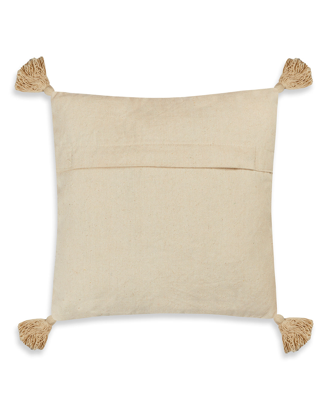Fab tufting 16 x 16 Beige Cushion cover with tassle - Set of 2