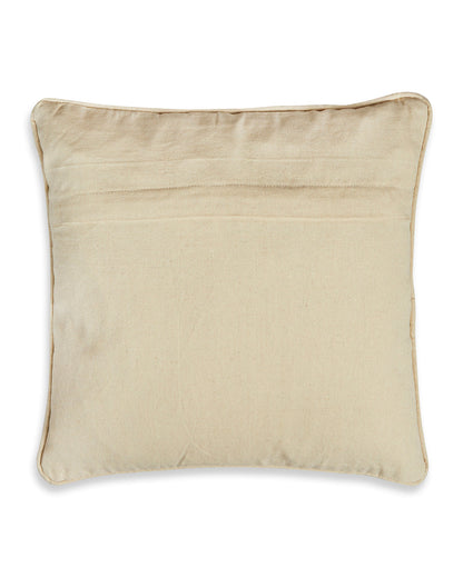 Beige & brown Floral Embroidery 16 x 16 Cushion cover - Set of 2