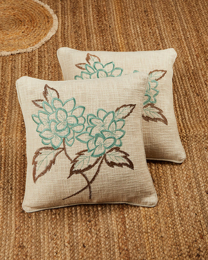 Artistic Embroidery 16 x 16 Beige Cushion cover - Set of 2