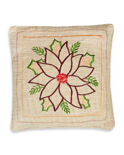 Colourful Embroidery 16 x 16 Beige Cushion cover - Set of 2