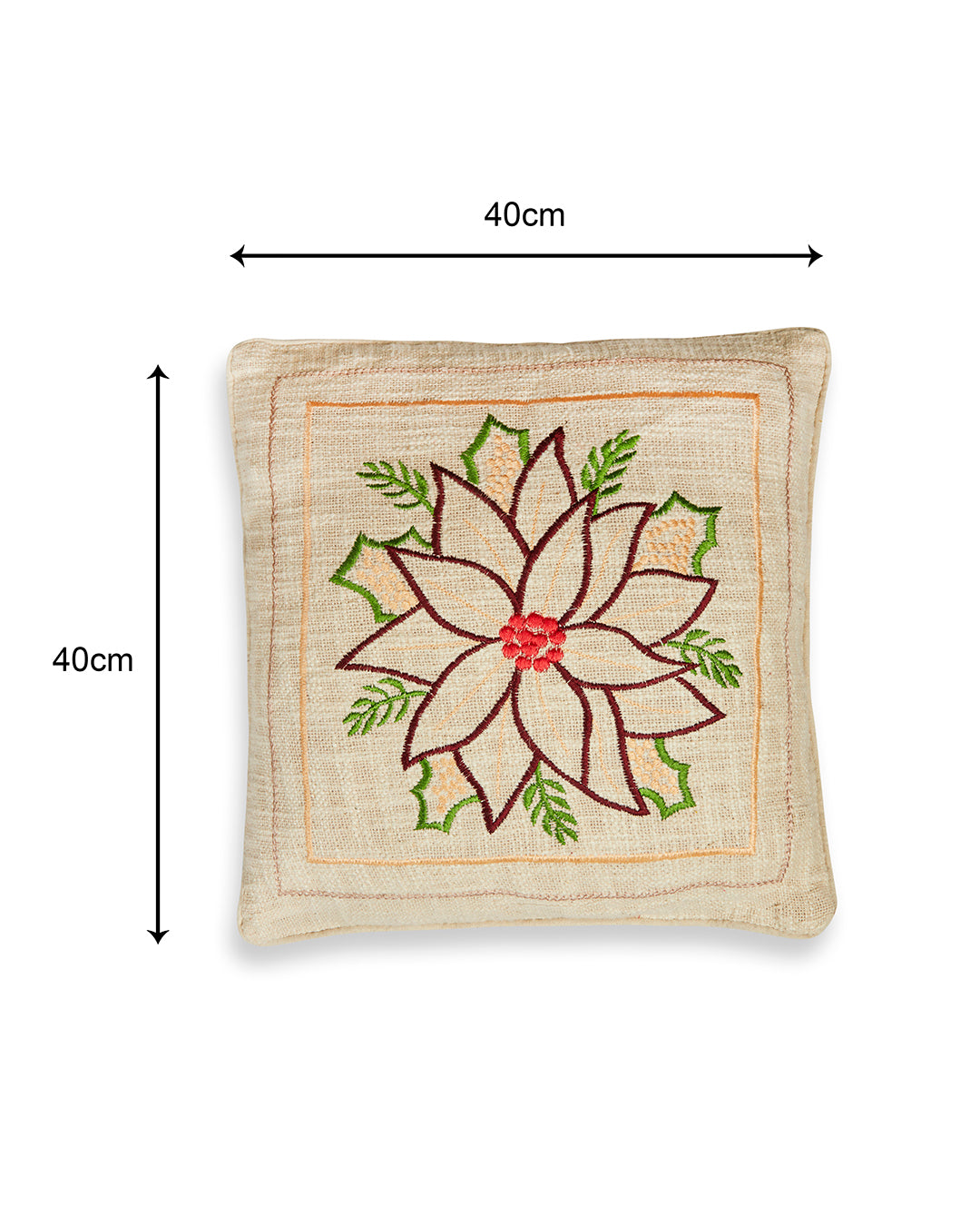 Colourful Embroidery 16 x 16 Beige Cushion cover - Set of 2