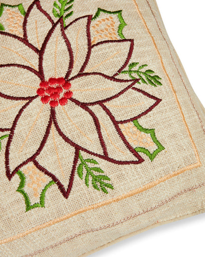 Colourful Embroidery 16 x 16 Beige Cushion cover - Set of 2