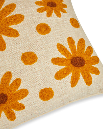 Beige & orange Tufted 16 x 16 Cushion cover - Set of 2