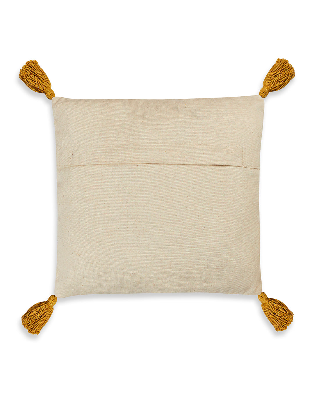 Lovely Rising Sun 16 x 16 Beige Cushion cover with tassle - Set of 2