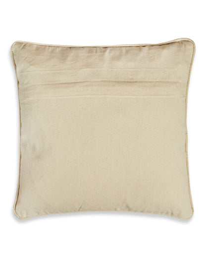 Grey leaves Embroidery 16 x 16 Beige Cushion cover - Set of 2