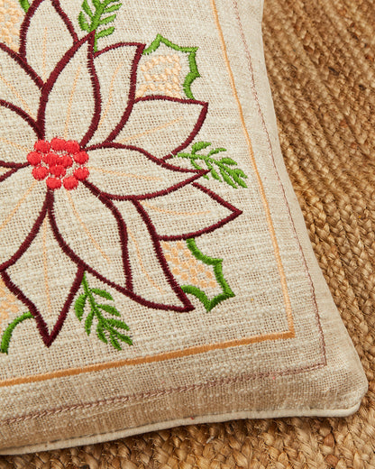 Colourful Embroidery 16 x 16 Beige Cushion cover - Set of 2