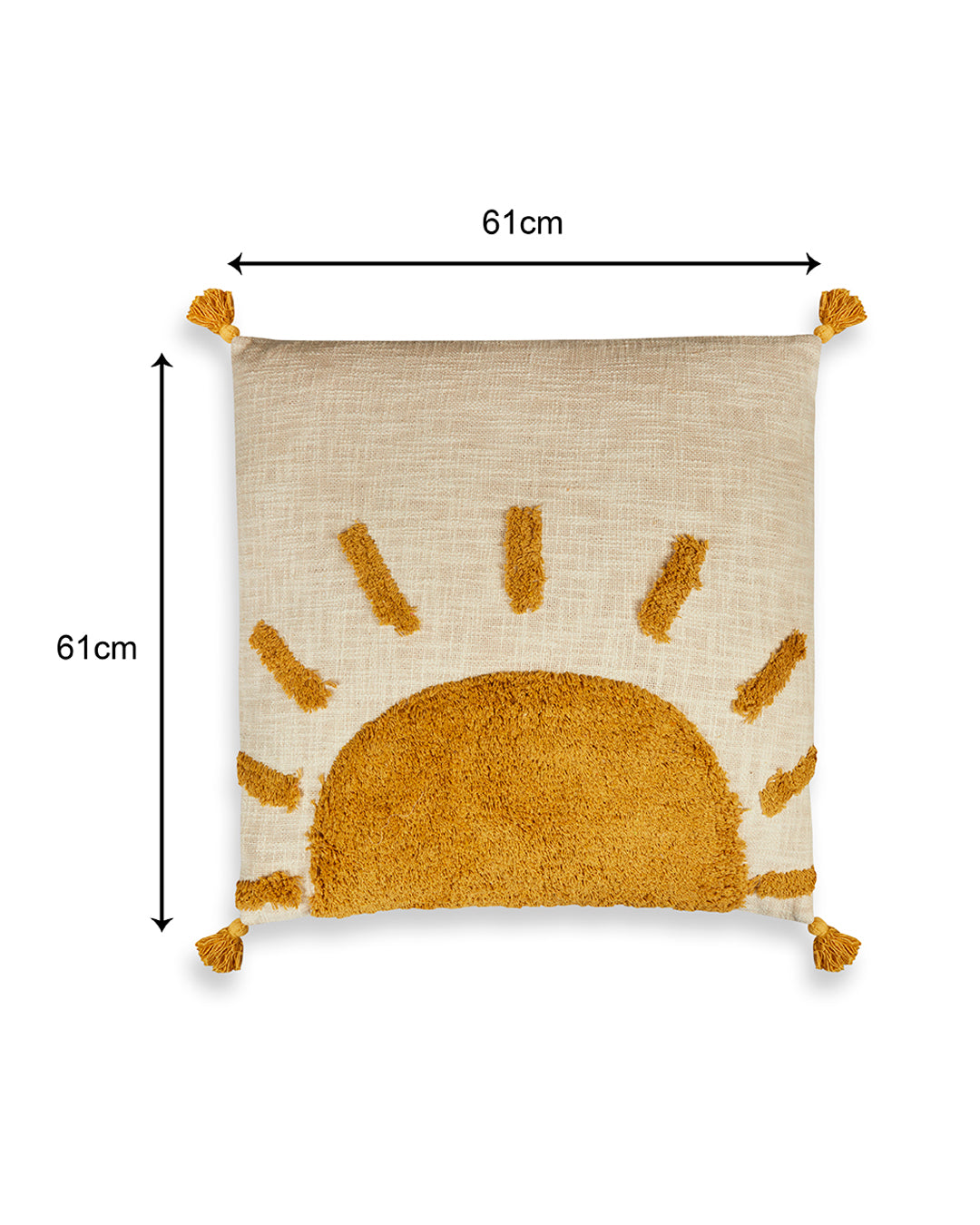 Lovely Rising Sun 24 x 24 Beige Cushion cover with tassle - Set of 2
