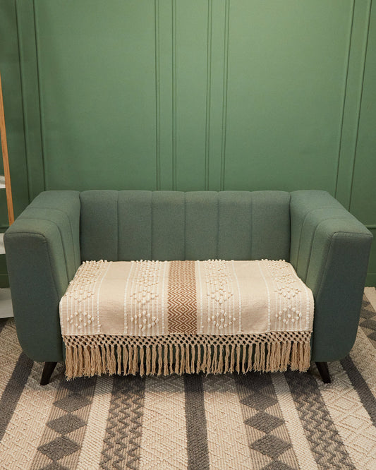 Pearl design 2 seater sofa cover with tassles