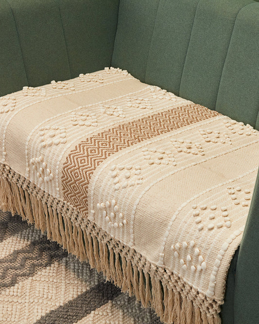 Pearl design 3 seater sofa cover with tassles