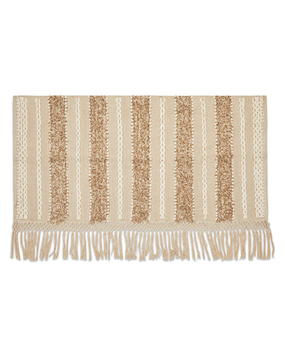 Tufted Beige 2 seater sofa cover with tassles