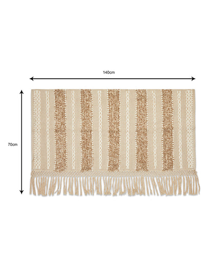 Tufted Beige 2 seater sofa cover with tassles