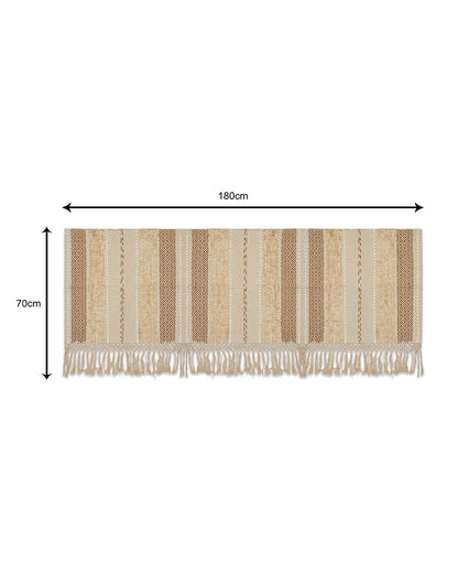 Hand crafted Beige 3 seater sofa cover with tassles