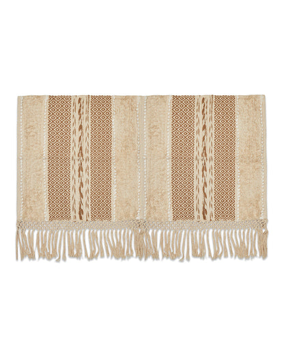 Braided Beige 2 seater sofa cover with tassles