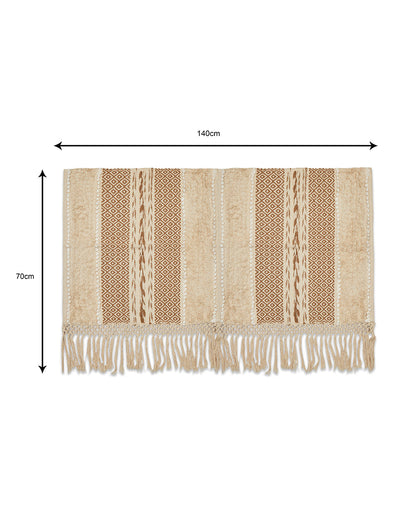 Braided Beige 2 seater sofa cover with tassles