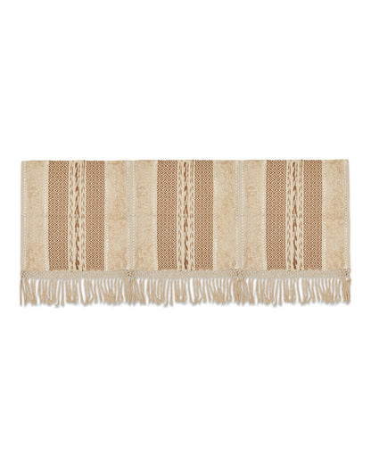 Braided Beige 3 seater sofa cover with tassles