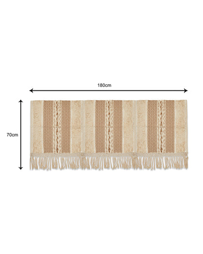 Braided Beige 3 seater sofa cover with tassles