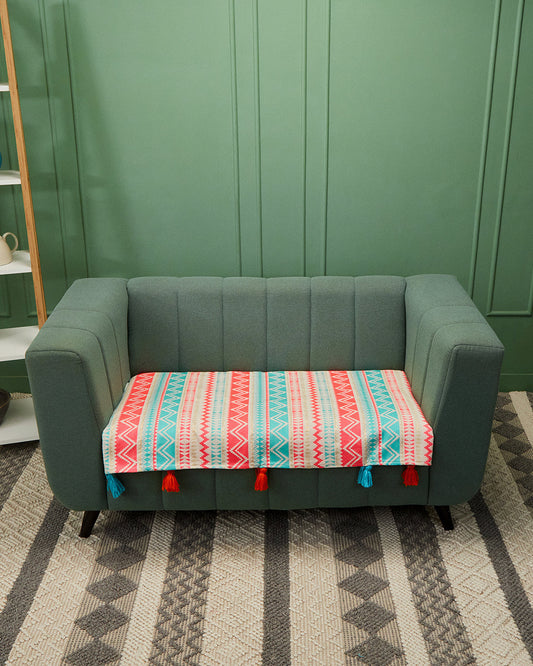 Sea green jacquard 2 seater sofa cover